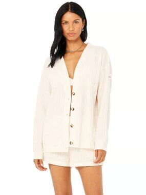 Alo Yoga Ribbed Take Comfort Cardigan Ivory XS